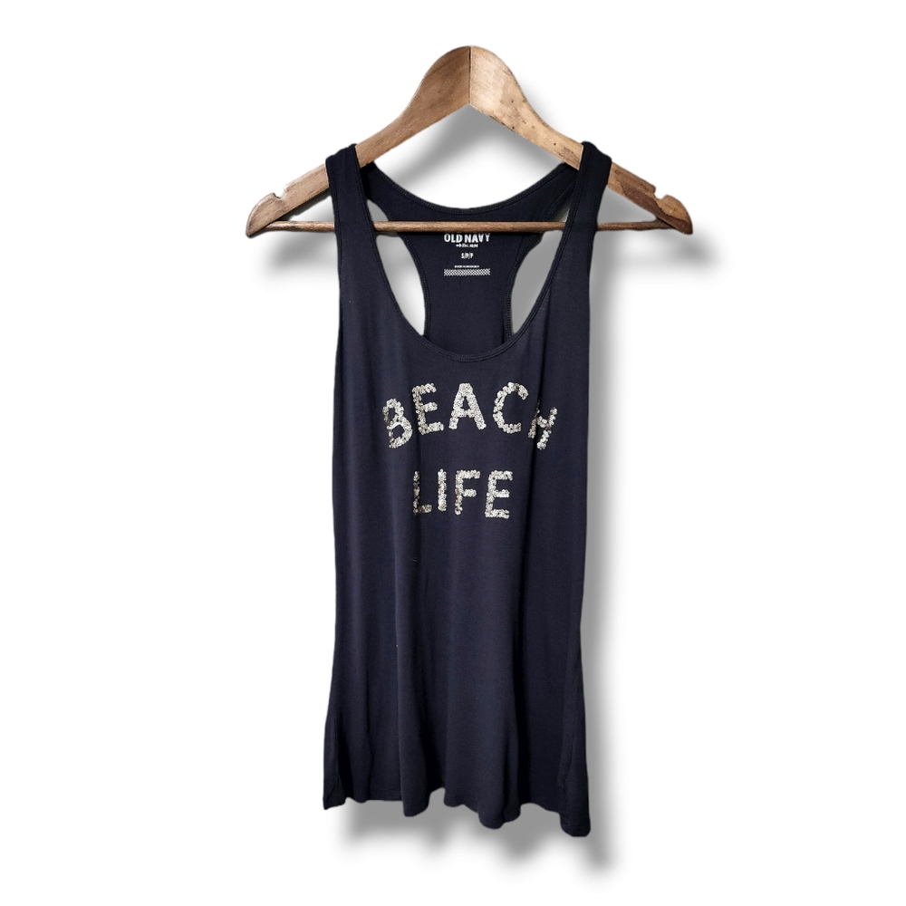 Racerback Sequins "Beach Life" Tank Top by Old Navy | Small